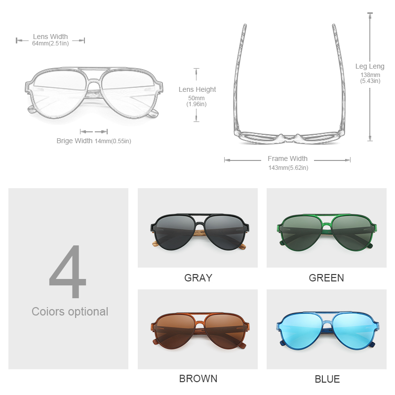Oi Wood Sunglasses For Women M - Sunglasses Aviator Polarized recension och pris