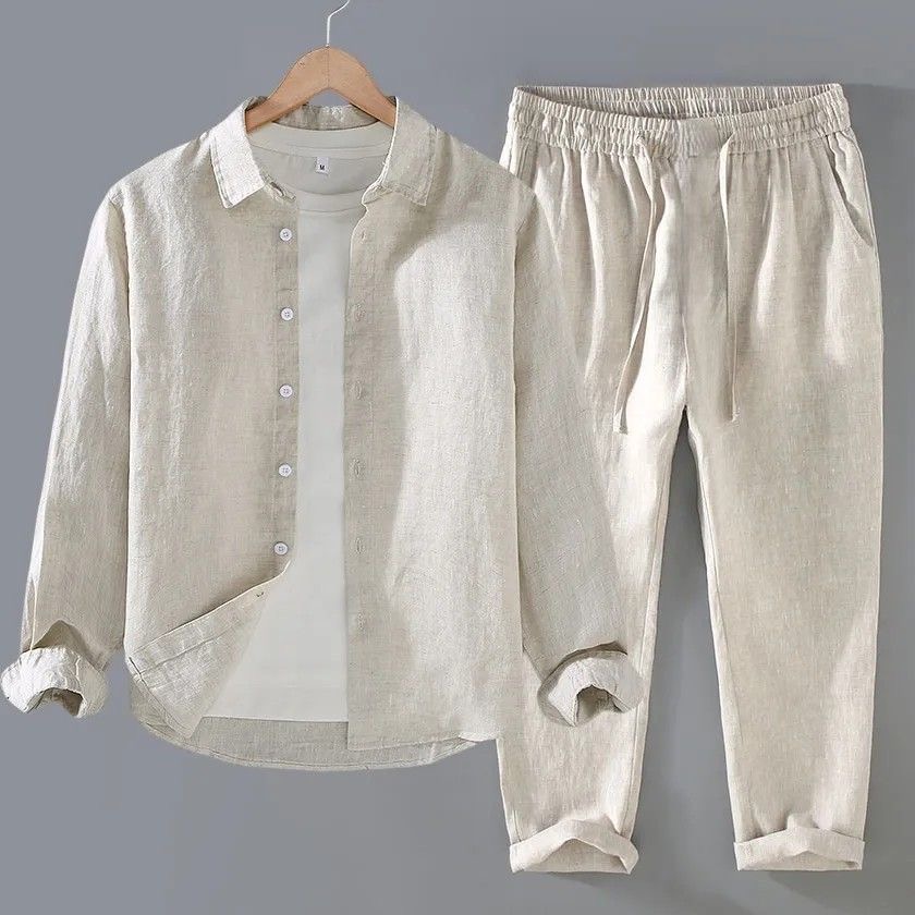 White Linen Set Loose Fit Long - Linen Shirt Breathable recension och pris