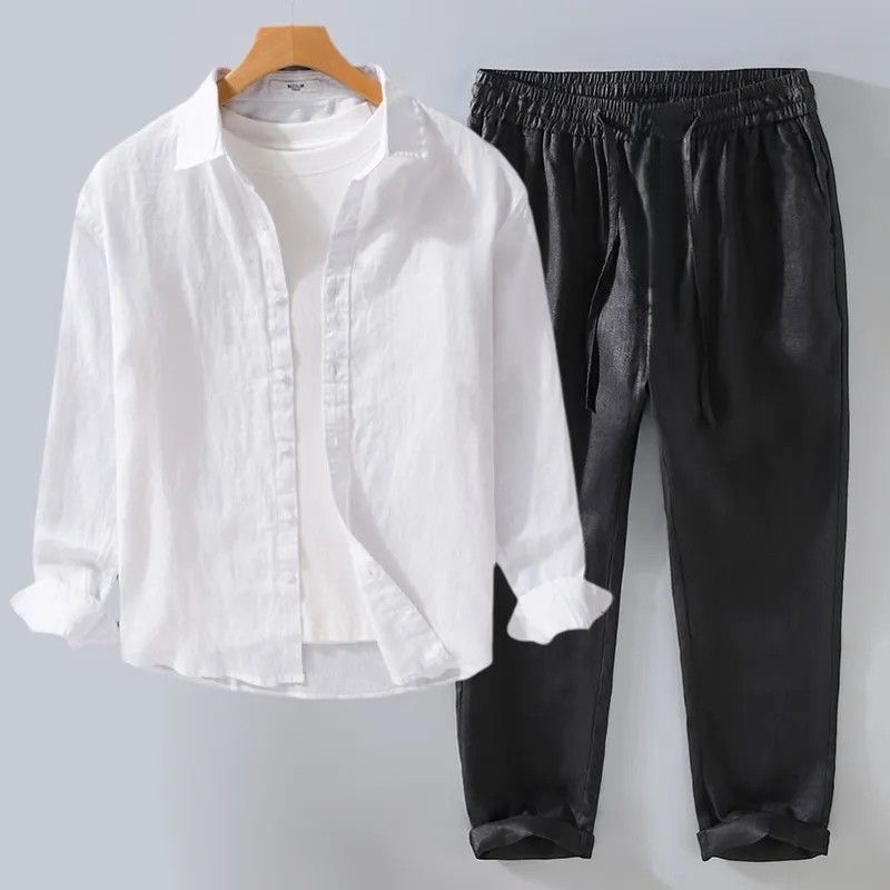 White Linen Set Loose Fit Long - Linen Shirt Breathable recension och pris