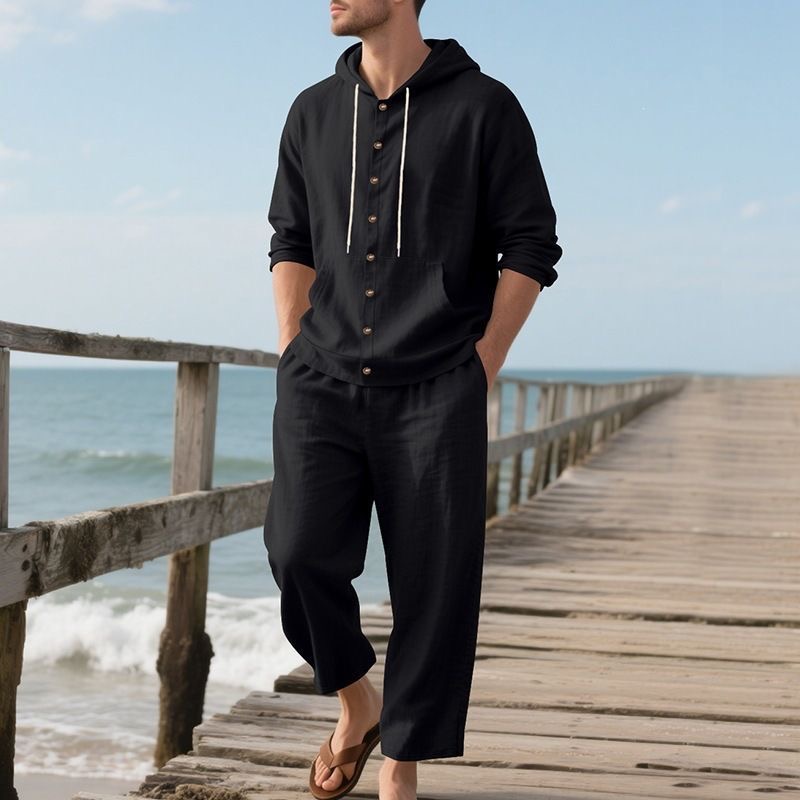 Men's Linen Beach Set Summer C - Linen Shirt Breathable recension och pris